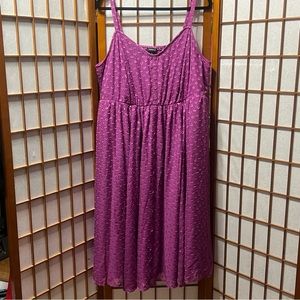 torrid Thistle Sheer Overlay Heart Shaped Dobby Midi Sundress w/ Smocked Back 2X